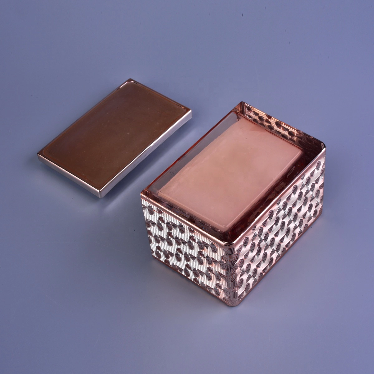 Popular custom square glass jar candles scented luxury with lid