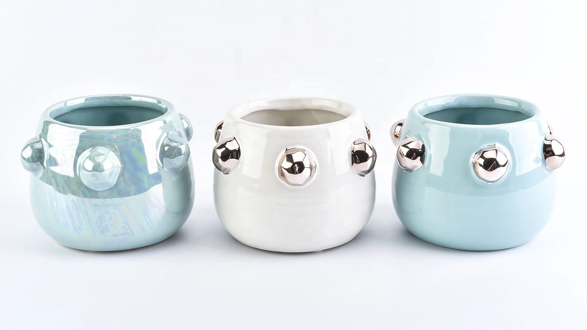 9oz iridescent white ceramic candle bowls
