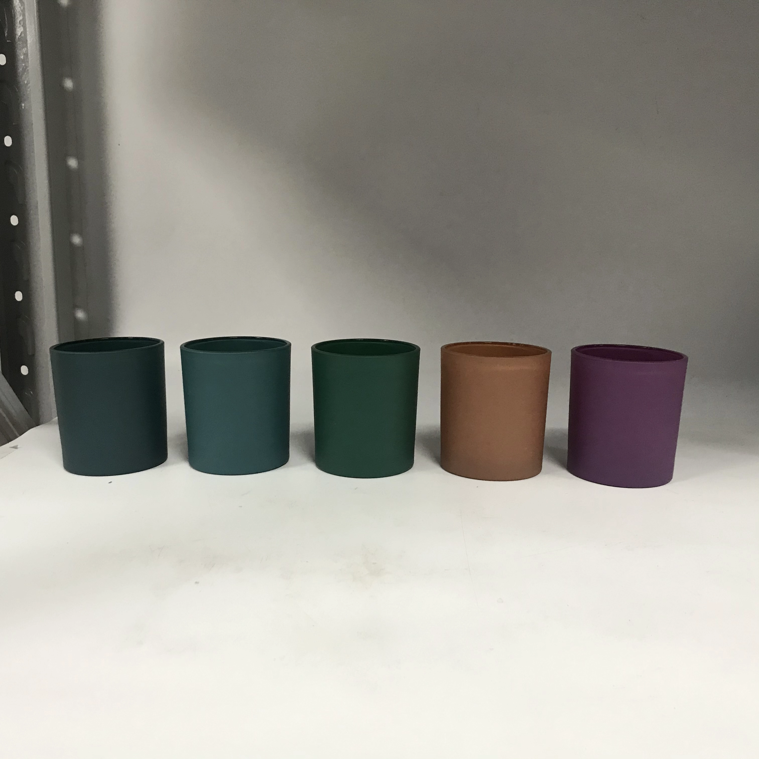 matte colored glass candle jars with metal lid
