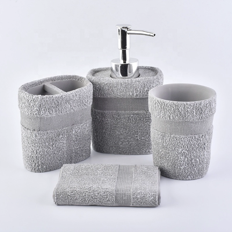 4pcs Mable cement bathroom accessories sets hotel decor