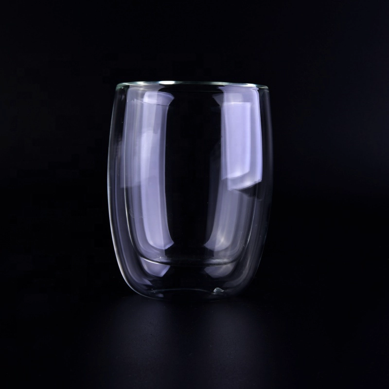 Transparent double wall glass water customized borosilicate tea cup home use