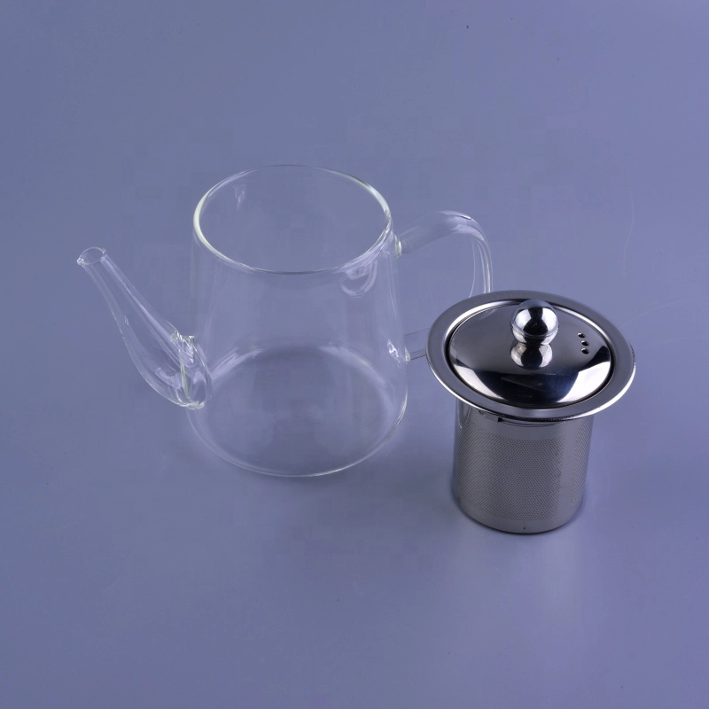 Heat resistant glass borosilicate teapot with Stainless Steel Infuser kettle