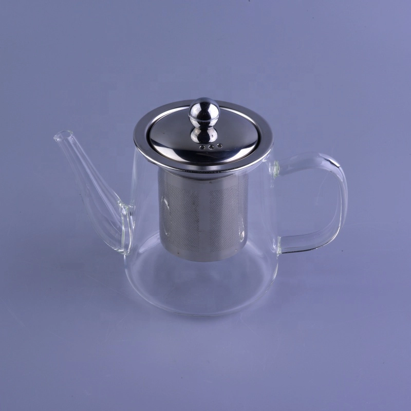 Heat resistant glass borosilicate teapot with Stainless Steel Infuser kettle
