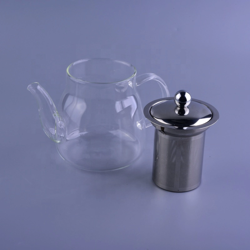 Glass Teapot with stainless steel infuser borosilicate glass drinkware