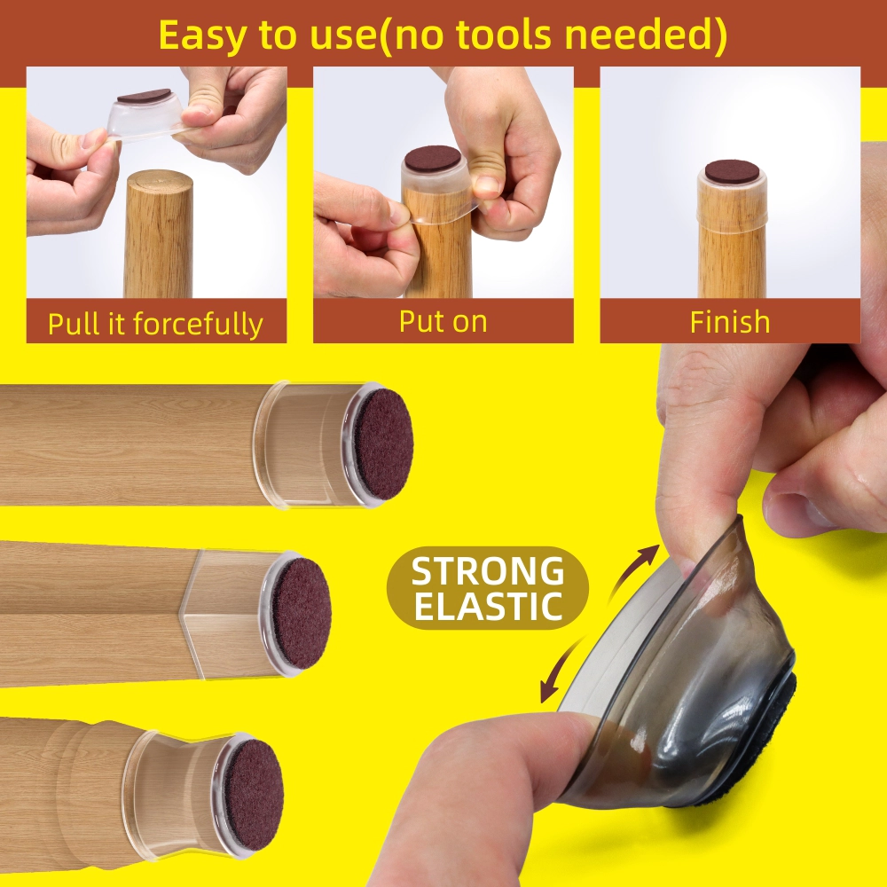 Furniture Protector Chair Leg Cup Rubber Leg Caps With Anti-slip Felt Pad