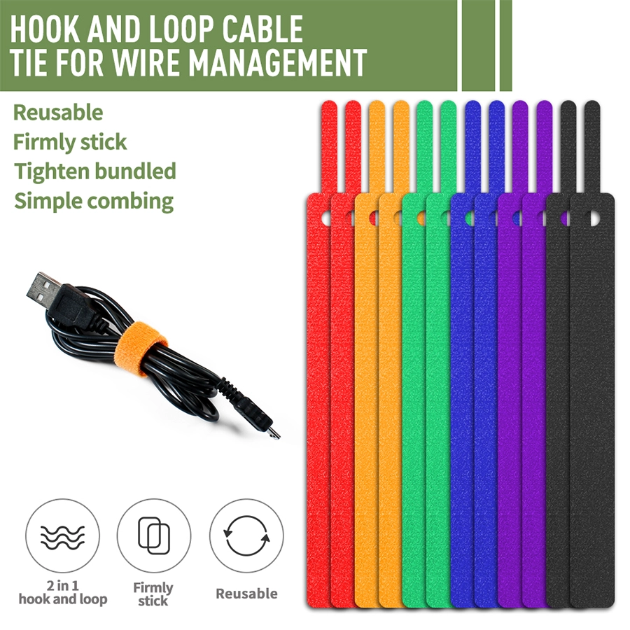 Back to Back Hook and Loop Cable Ties Multicolor Reusable Fastening Straps Wholesale Industrial Strength Binding Organizer