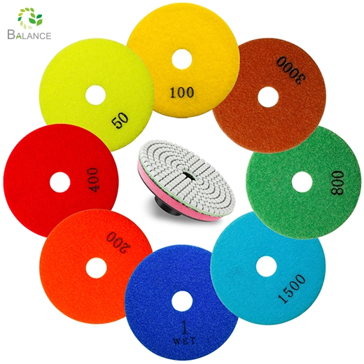 Proveedor Almohadillas de pulido de diamantes flexibles 3 PASOS 50 PCS 5 pulgadas de 5 pulgadas y bucle para cebro de cerámica Mármol Granito Profesional Herramientas de pulido de superficie de piedra