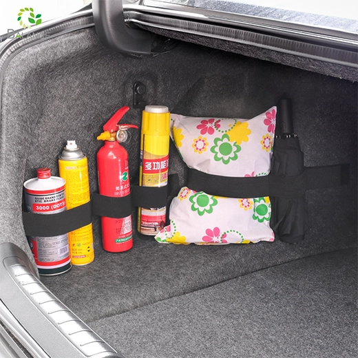 Großhandelspezifischer elastischer Haken- und Loop -Auto -Trunk -Organisator -Gurt zum Sicherungsvertrauen von Getränken Feuerlöschern und Autokonversagen
