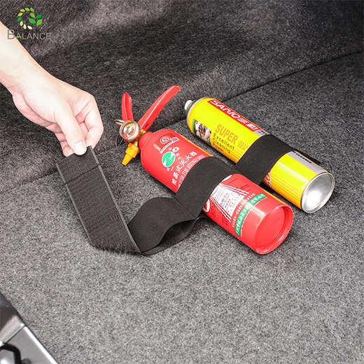Großhandelspezifischer elastischer Haken- und Loop -Auto -Trunk -Organisator -Gurt zum Sicherungsvertrauen von Getränken Feuerlöschern und Autokonversagen