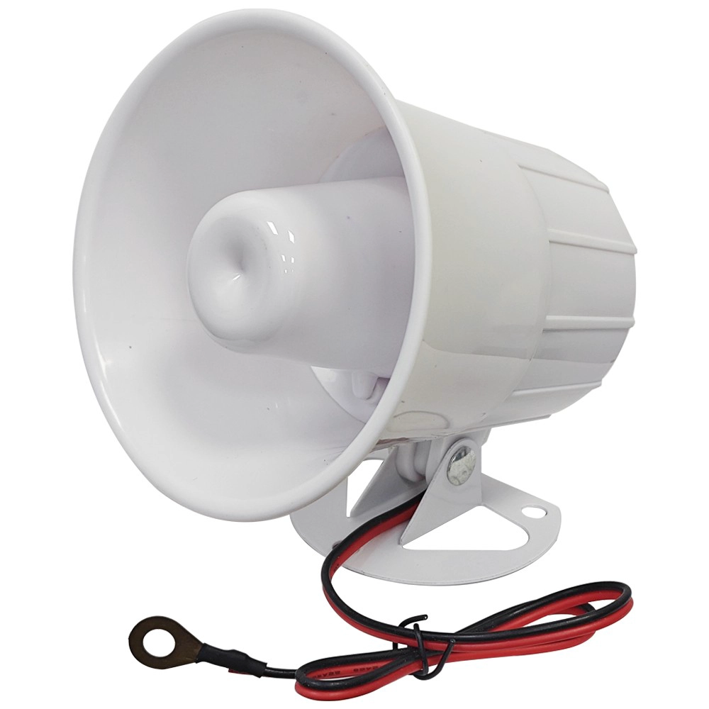 White Color Alarm Siren 12v 110db Treble Speaker Wire Loud Horn Alarm Siren Speaker Burglar Alarm System for Outdoor Security