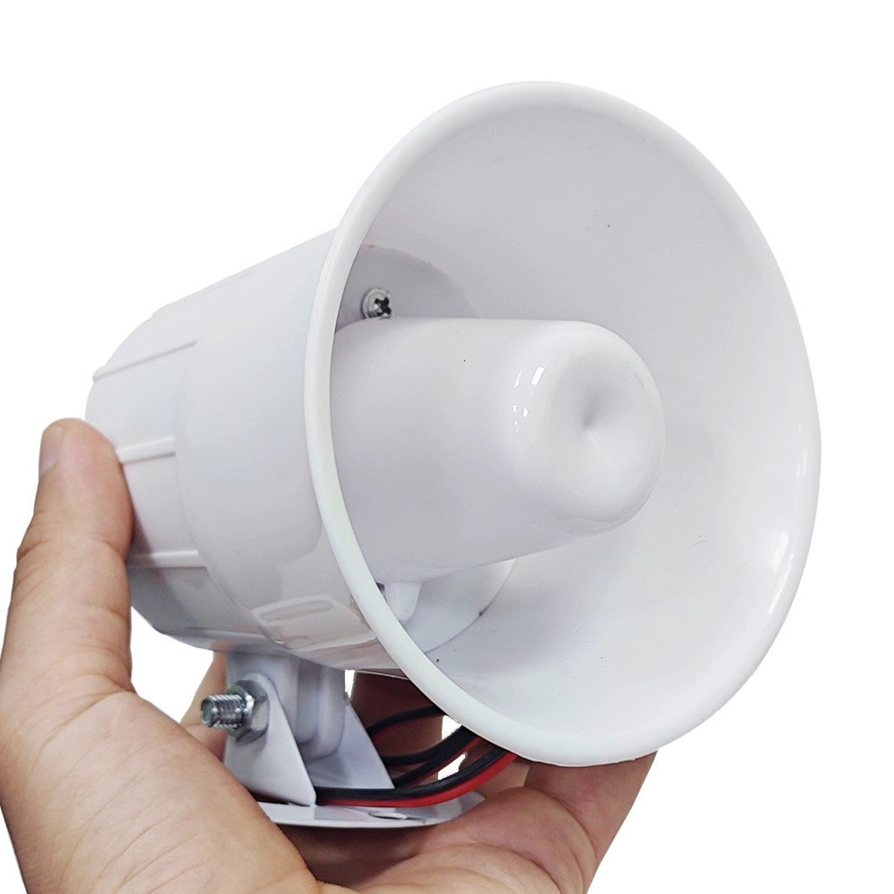 White Color Alarm Siren 12v 110db Treble Speaker Wire Loud Horn Alarm Siren Speaker Burglar Alarm System for Outdoor Security