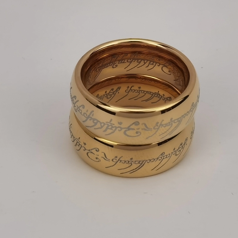 Wolfram-Ring auf Lager Beliebte 8 mm Hochglanzpoliertes und gelasertes Gold Lord of Ring Wolfram-Herr of Ring China Hersteller