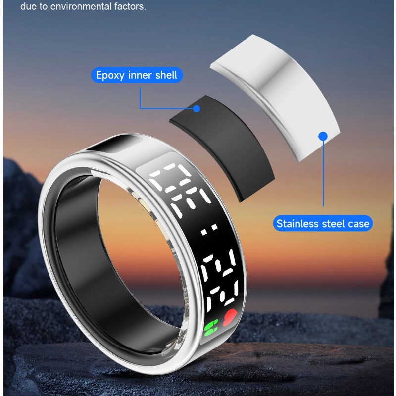 Hot Sale Stainless Steel Smart Ring SR08 Display Smart Ring Heart Rate Sleep Health Monitoring China Manufacturer