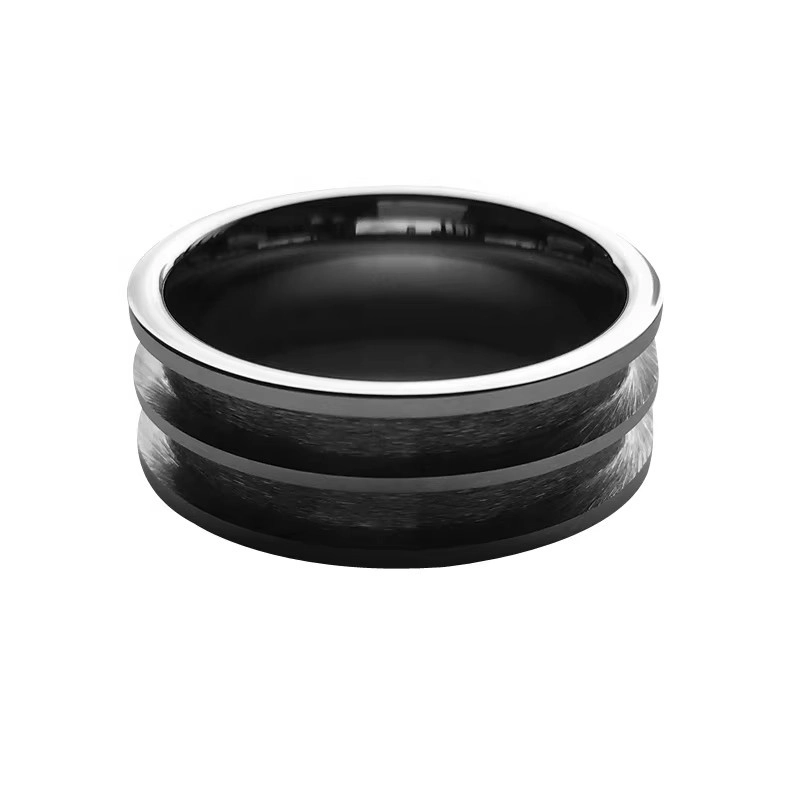 Sale chaude de haute qualité Classic Style 8 mm Tungstten Carbide Blank Ring Dual Channel Tungsten Ring Incru