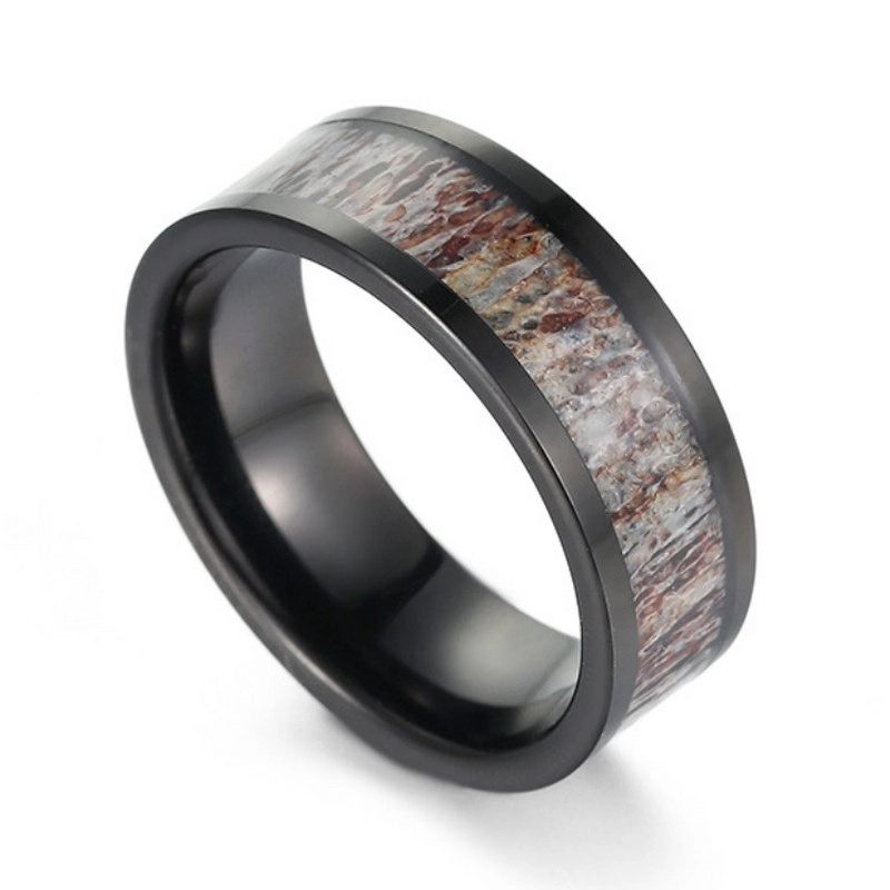 Großhandel für Herren -Eheriebands 8mm schwarzer Wolfram -Carbid -Geweih Ring: Wo die Stärke auf wilde Eleganz China Hersteller trifft