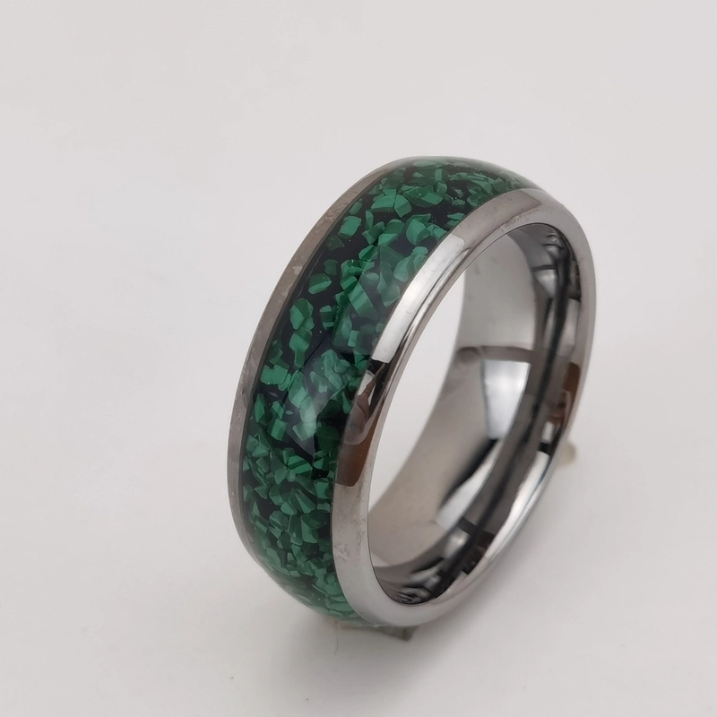 Neue Ankunft eingelegte Wolframkarbidringe | Herren-Hochzeitsringe mit gemischtem Inlay aus Holz, Opal und Meteorit
