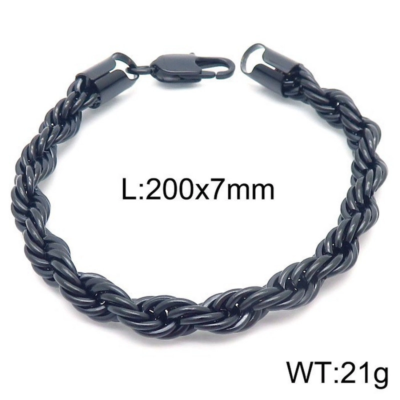 Factory Wholesale Men Twisted Rope Chain Bracelet 316L Stainless Steel Toggle Clasp Bracelet Multiple Width 3mm-8mm PVD Plated Custom Logo OEM ODM