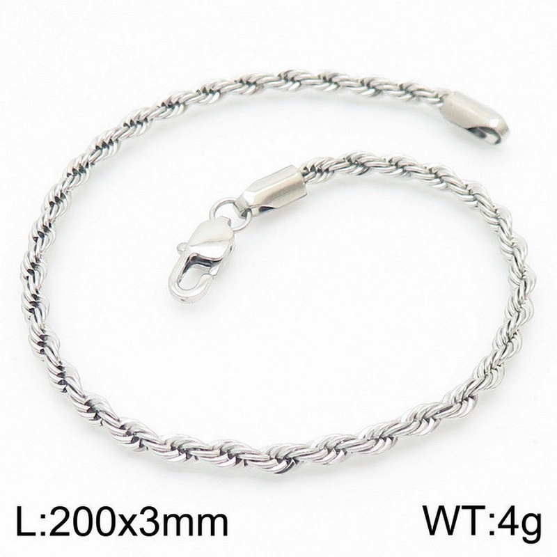 Factory Wholesale Men Twisted Rope Chain Bracelet 316L Stainless Steel Toggle Clasp Bracelet Multiple Width 3mm-8mm PVD Plated Custom Logo OEM ODM