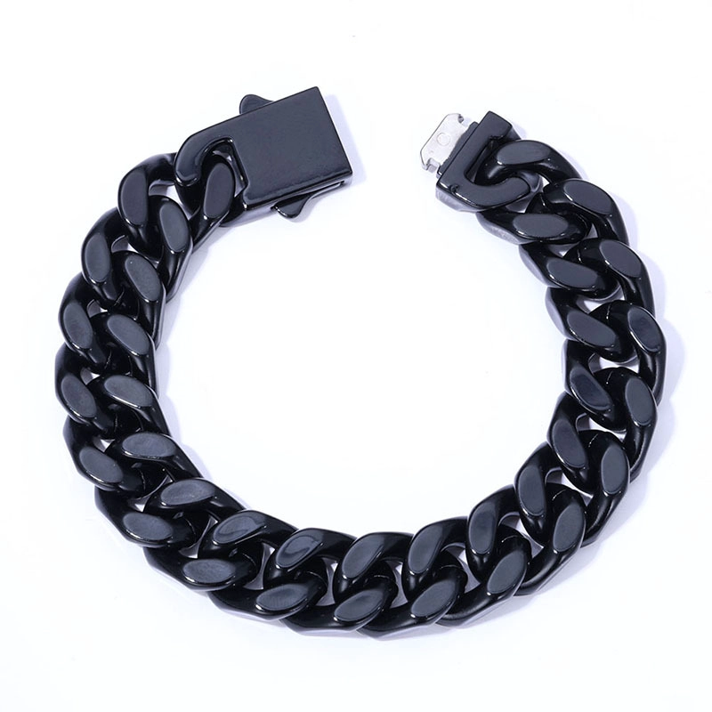 Venta al por mayor de fábrica, collar de cadena cubana de esmalte, acero inoxidable 316L, cadena de eslabones pintados coloridos, joyería de Hip Hop para hombres, logotipo personalizado OEM ODM
