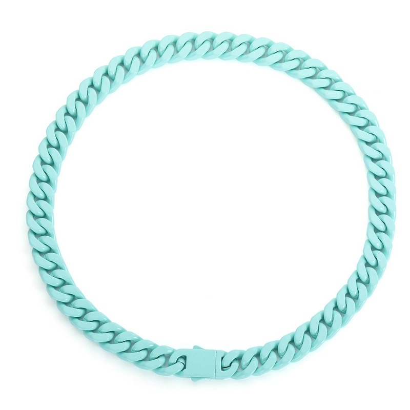 Venta al por mayor de fábrica, collar de cadena cubana de esmalte, acero inoxidable 316L, cadena de eslabones pintados coloridos, joyería de Hip Hop para hombres, logotipo personalizado OEM ODM