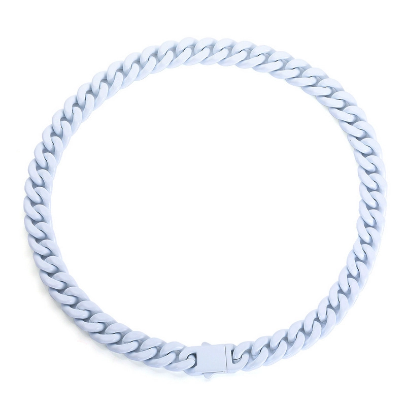 Venta al por mayor de fábrica, collar de cadena cubana de esmalte, acero inoxidable 316L, cadena de eslabones pintados coloridos, joyería de Hip Hop para hombres, logotipo personalizado OEM ODM