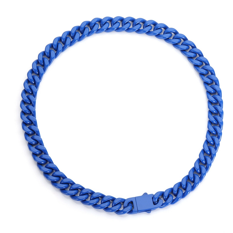 Venta al por mayor de fábrica, collar de cadena cubana de esmalte, acero inoxidable 316L, cadena de eslabones pintados coloridos, joyería de Hip Hop para hombres, logotipo personalizado OEM ODM