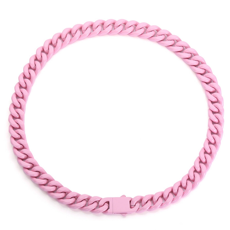 Venta al por mayor de fábrica, collar de cadena cubana de esmalte, acero inoxidable 316L, cadena de eslabones pintados coloridos, joyería de Hip Hop para hombres, logotipo personalizado OEM ODM