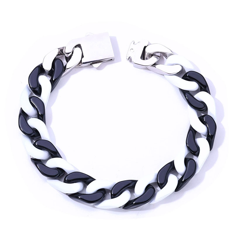 Bracelet cubain en émail bicolore et multicolore pour homme | Acier inoxydable 304, vente en gros directe en usine