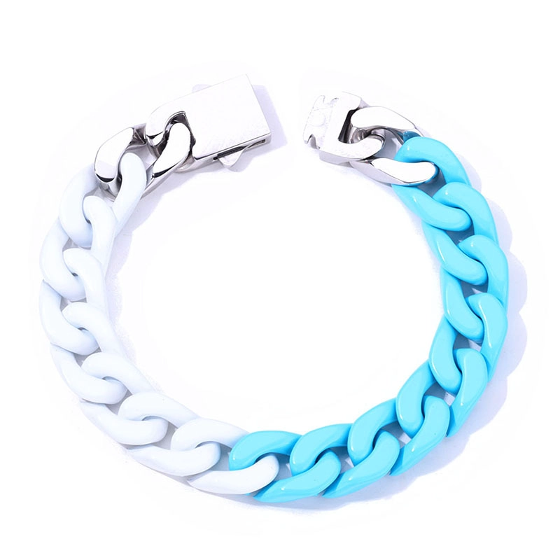 Bracelet cubain en émail bicolore et multicolore pour homme | Acier inoxydable 304, vente en gros directe en usine