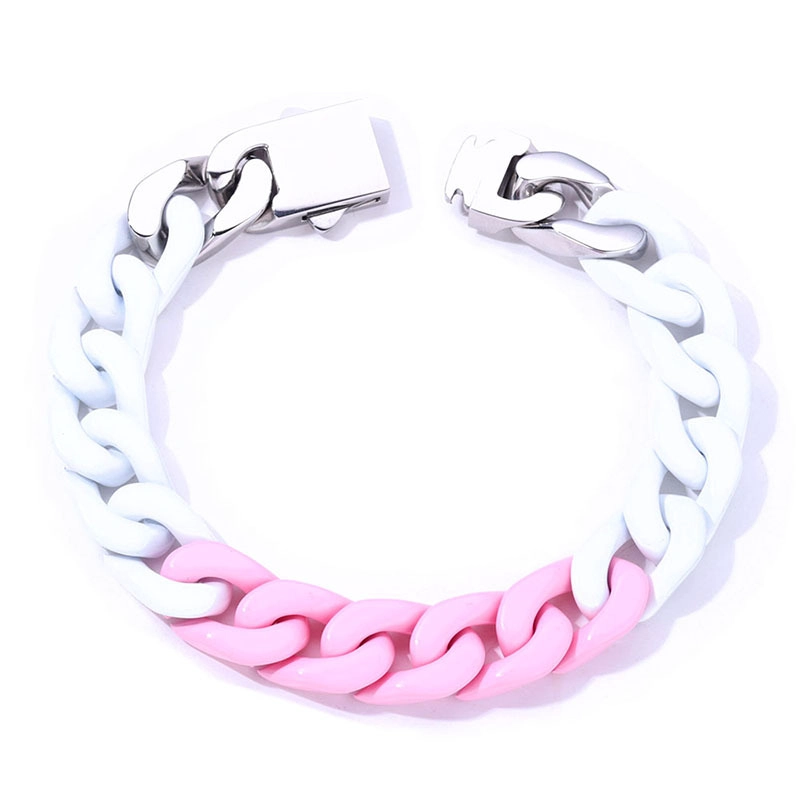 Bracelet cubain en émail bicolore et multicolore pour homme | Acier inoxydable 304, vente en gros directe en usine