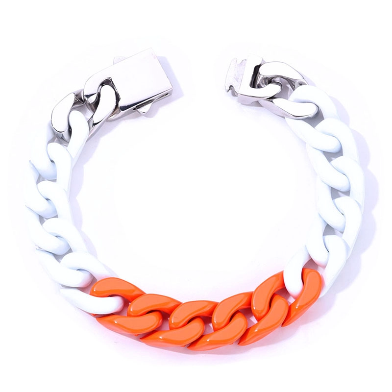 Bracelet cubain en émail bicolore et multicolore pour homme | Acier inoxydable 304, vente en gros directe en usine