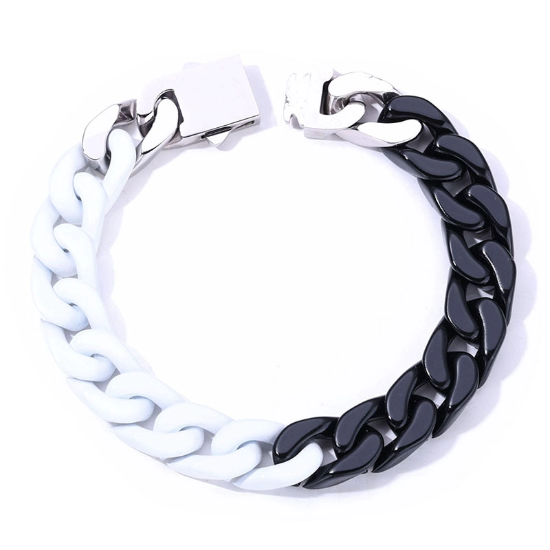 Bracelet cubain en émail bicolore et multicolore pour homme | Acier inoxydable 304, vente en gros directe en usine