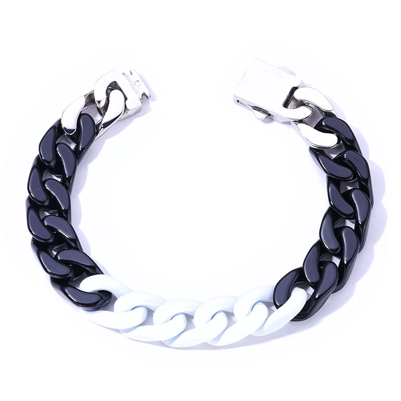 Bracelet cubain en émail bicolore et multicolore pour homme | Acier inoxydable 304, vente en gros directe en usine
