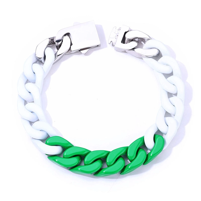 Bracelet cubain en émail bicolore et multicolore pour homme | Acier inoxydable 304, vente en gros directe en usine