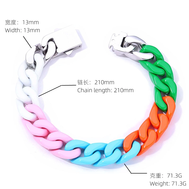 Bracelet cubain en émail bicolore et multicolore pour homme | Acier inoxydable 304, vente en gros directe en usine
