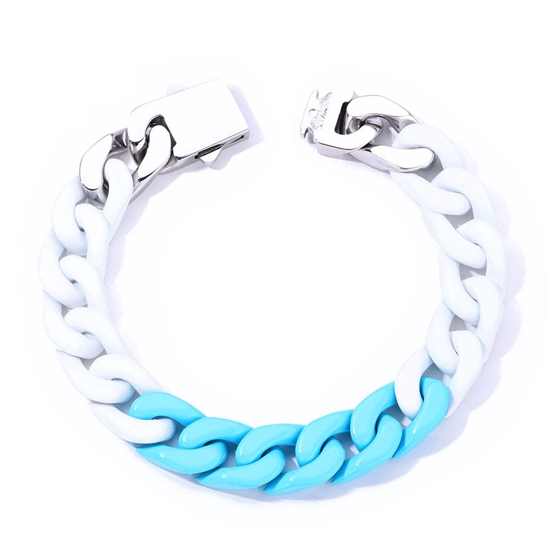 Bracelet cubain en émail bicolore et multicolore pour homme | Acier inoxydable 304, vente en gros directe en usine