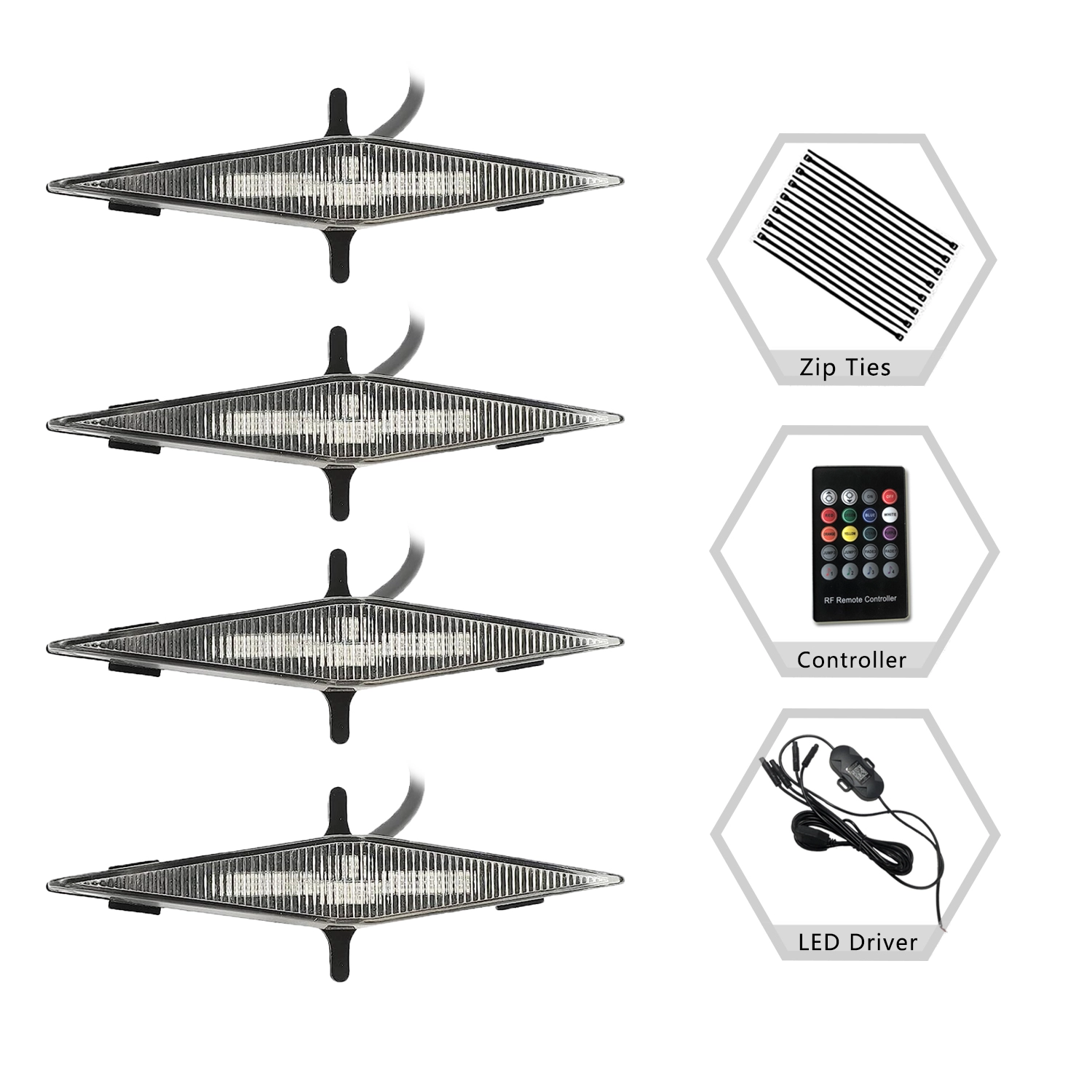 porcelana 4PCS RGB Grill LED Light APP Remote Control For Tacoma 2016-2019 Front Grille Colorful LED Light Trim Grill Car Accessories - COPY - dkswf2 fabricante