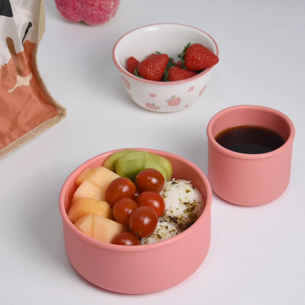 定制热销食品级硅胶饭盒便携式儿童便当盒硅胶食物储存容器