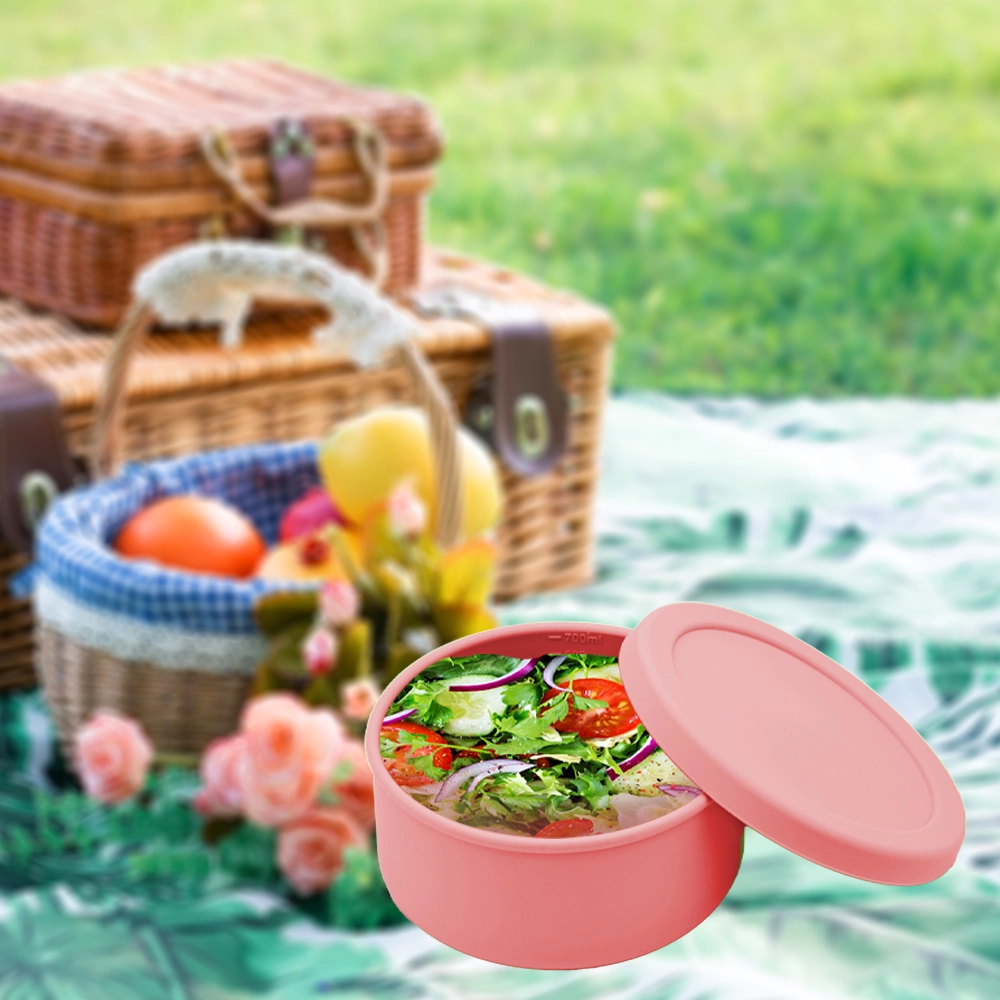 定制热销食品级硅胶饭盒便携式儿童便当盒硅胶食物储存容器