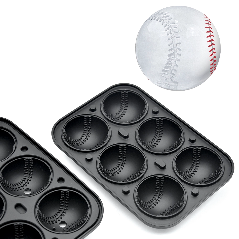 Fabricant de boules de glace au whisky, Direct d'usine, avec entonnoir, sans BPA, plateau de boules de glace de Baseball en Silicone étanche à 6 cavités