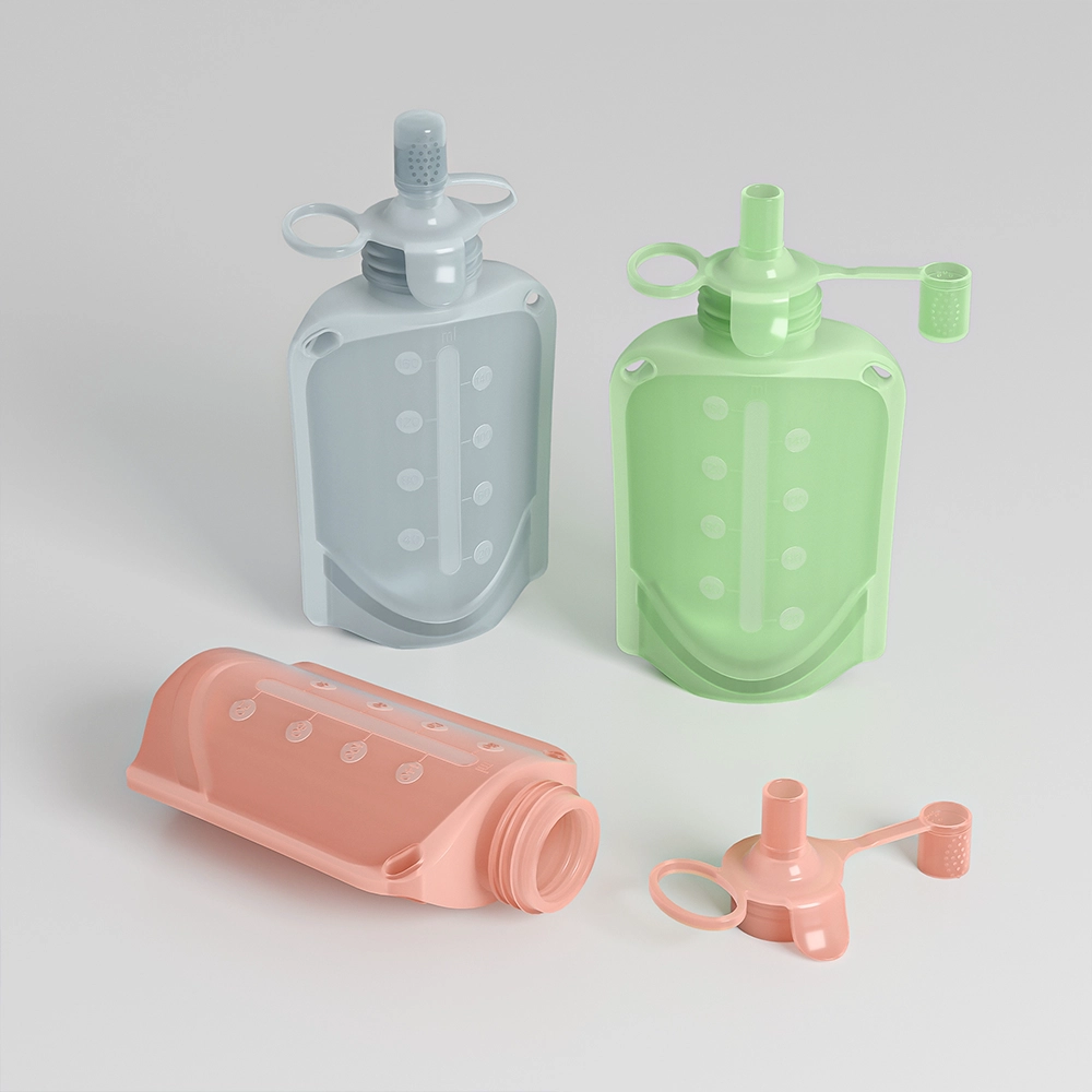 Benhaida Dishwasher Safe Multifunction Reusable Baby Food Pump Pouch with Lid Premium Silicone Breast Milk Storage Bag