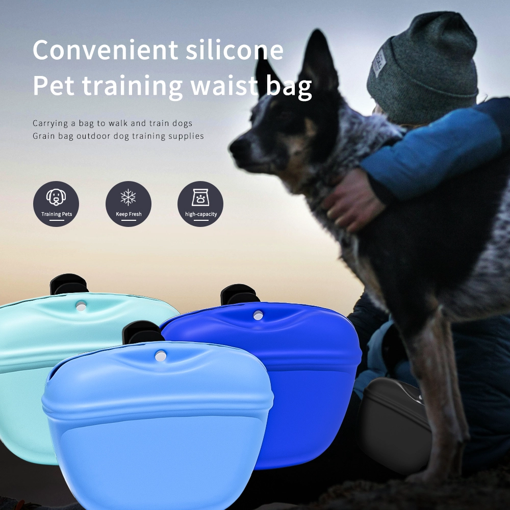 Benhaida Factory Portable Magnetic Dog Food Bag for Training BPA Free Waist Clip Silicone Dog Treat Pouch