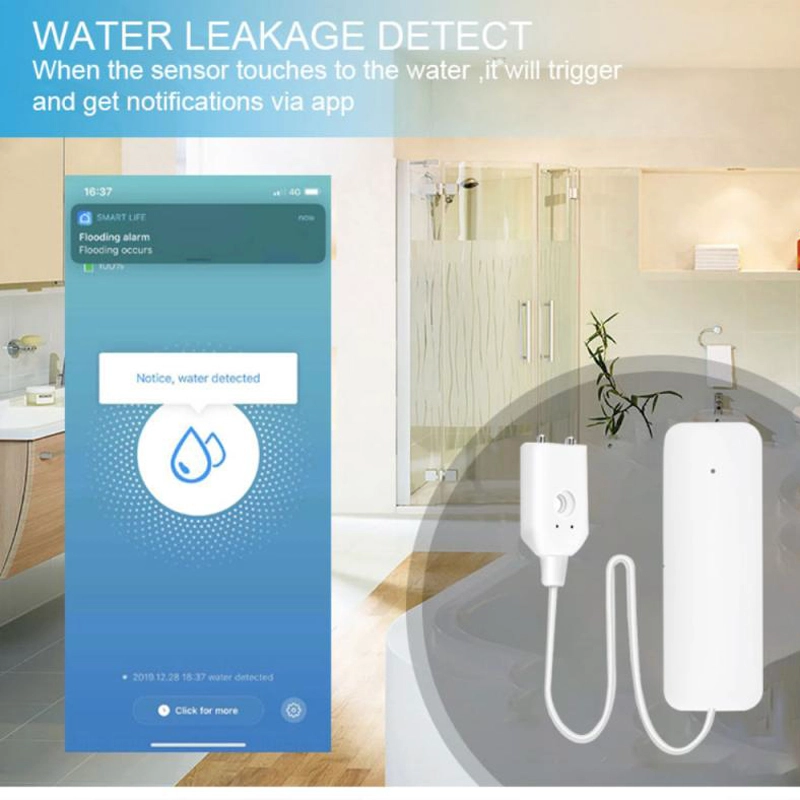 Sensor inteligente de fugas de agua Sensores de fugas de agua Zigbee Sensor de alarma de agua