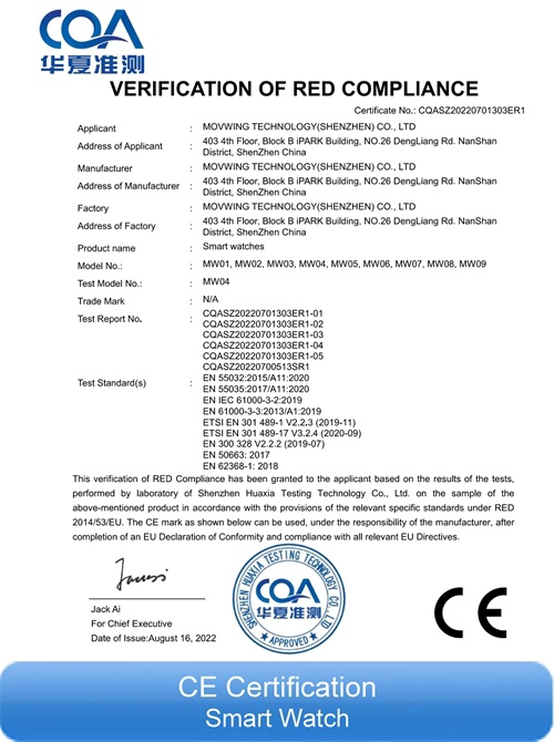 CE Certification of Smart Watch
