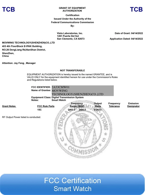 FCC Certification of Smart Watch
