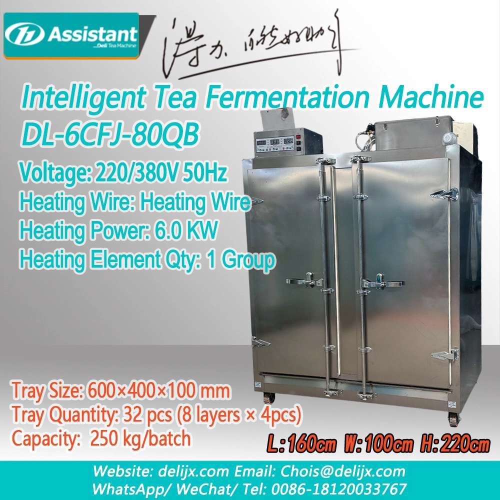 Cina 8 Layers 32 Trays Double Door Type Black Tea Oxidation Machine DL-6CFJ-80 - COPY - viv3bk pabrikan 8 Layers 32 Trays Double Door Type Black Tea Oxidation Machine DL-6CFJ-80 - COPY - viv3bk