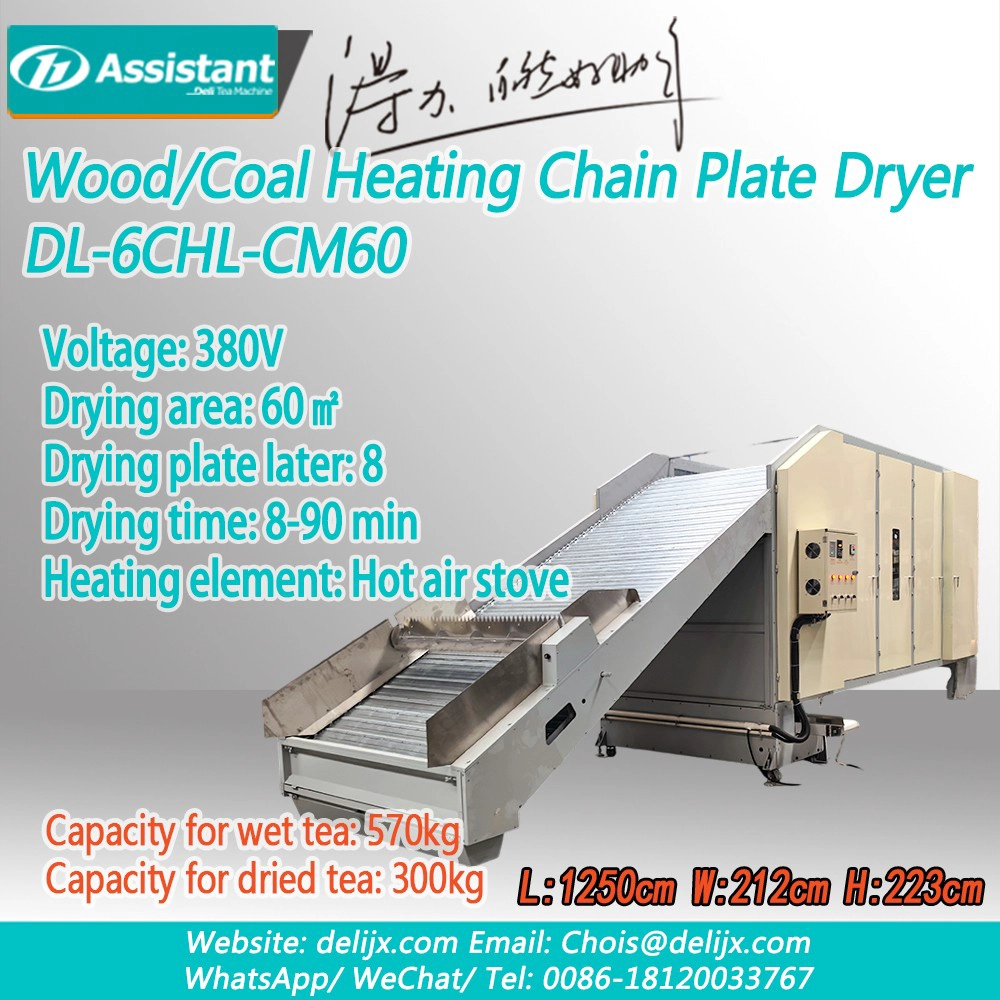 Wood/Coal Heating Continuous Chain Plate Tea Dryer Machine DL-6CHL-CM60