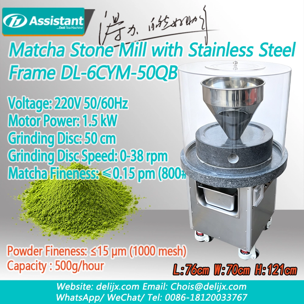 Cina Pabrik Batu Hijau Matcha Dasar Kustom Baja Tahan Karat Penggiling Matcha Ultra Halus Suhu Rendah DL-6CYMJ-50QB pabrikan Pabrik Batu Hijau Matcha Dasar Kustom Baja Tahan Karat Penggiling Matcha Ultra Halus Suhu Rendah DL-6CYMJ-50QB