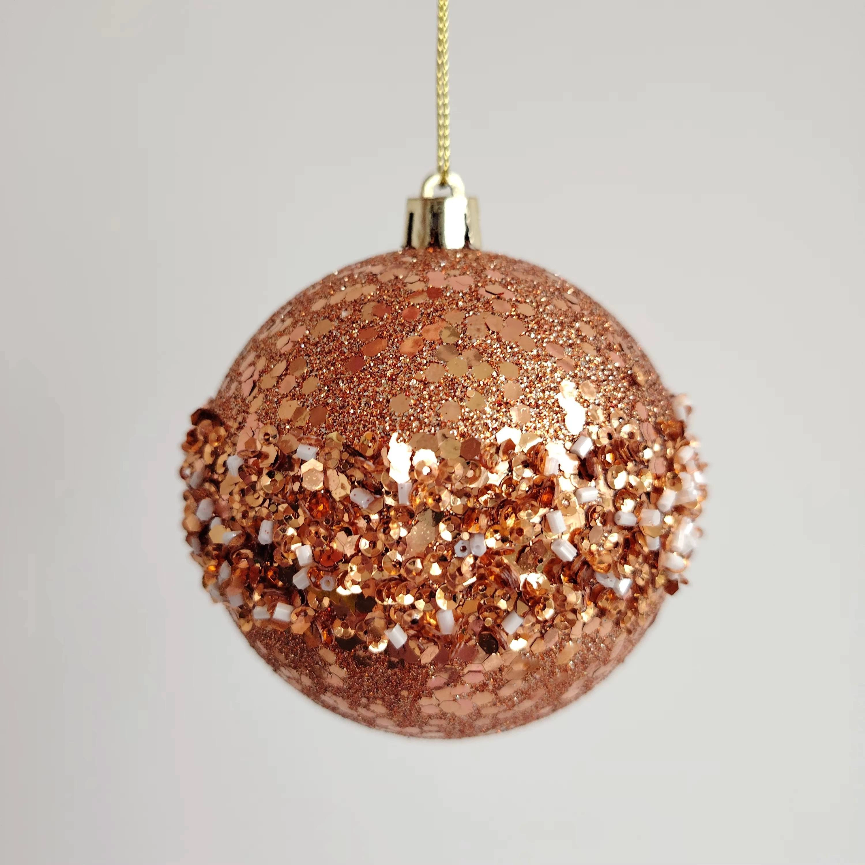 Rose Gold Sequin & Chunky Glitter Christmas Ball