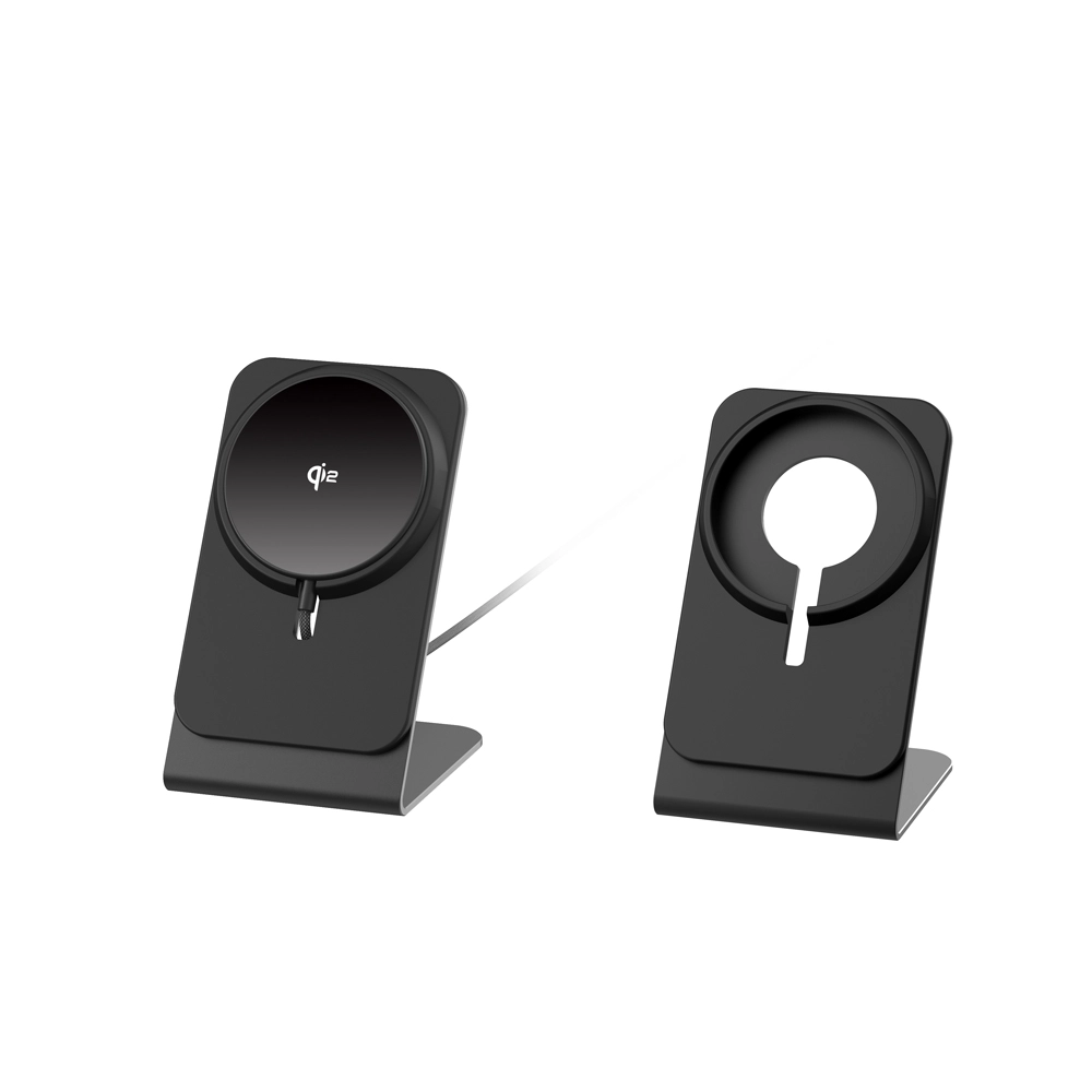 Aluminiumlegierungsbasis Qi2 15W schnelles magnetisches kabelloses Ladegerät mit anpassbarem integriertem USB-C-Eingangsladekabel (MH-D51)